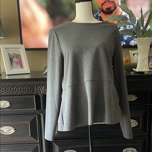Ann Taylor Gray Long Sleeve Peplum Blouse